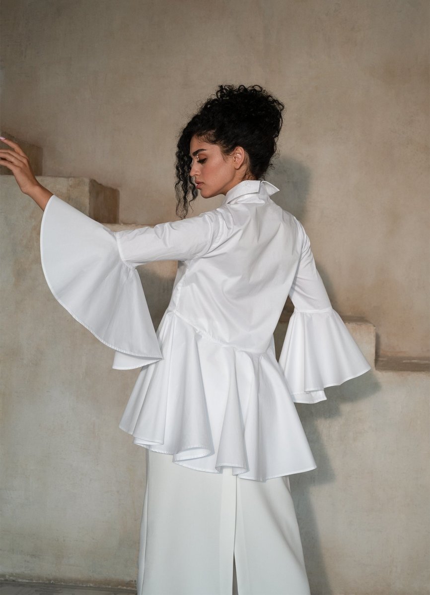 Sesta Italian Design White Gabardine Shirt ETNA