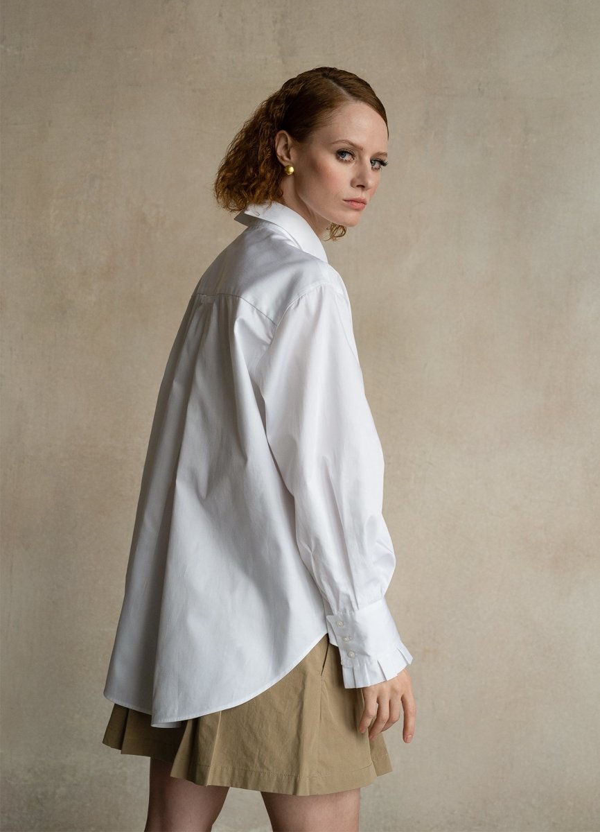 Settima Ruffled White Organic Cotton Shirt ETNA