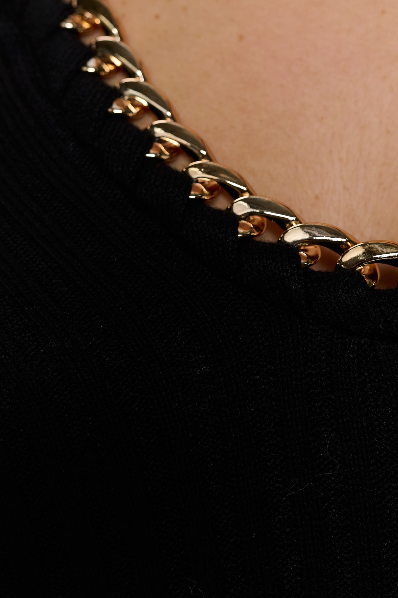 Chain Trim Ribbed Knit Dress Bella Moda Latina