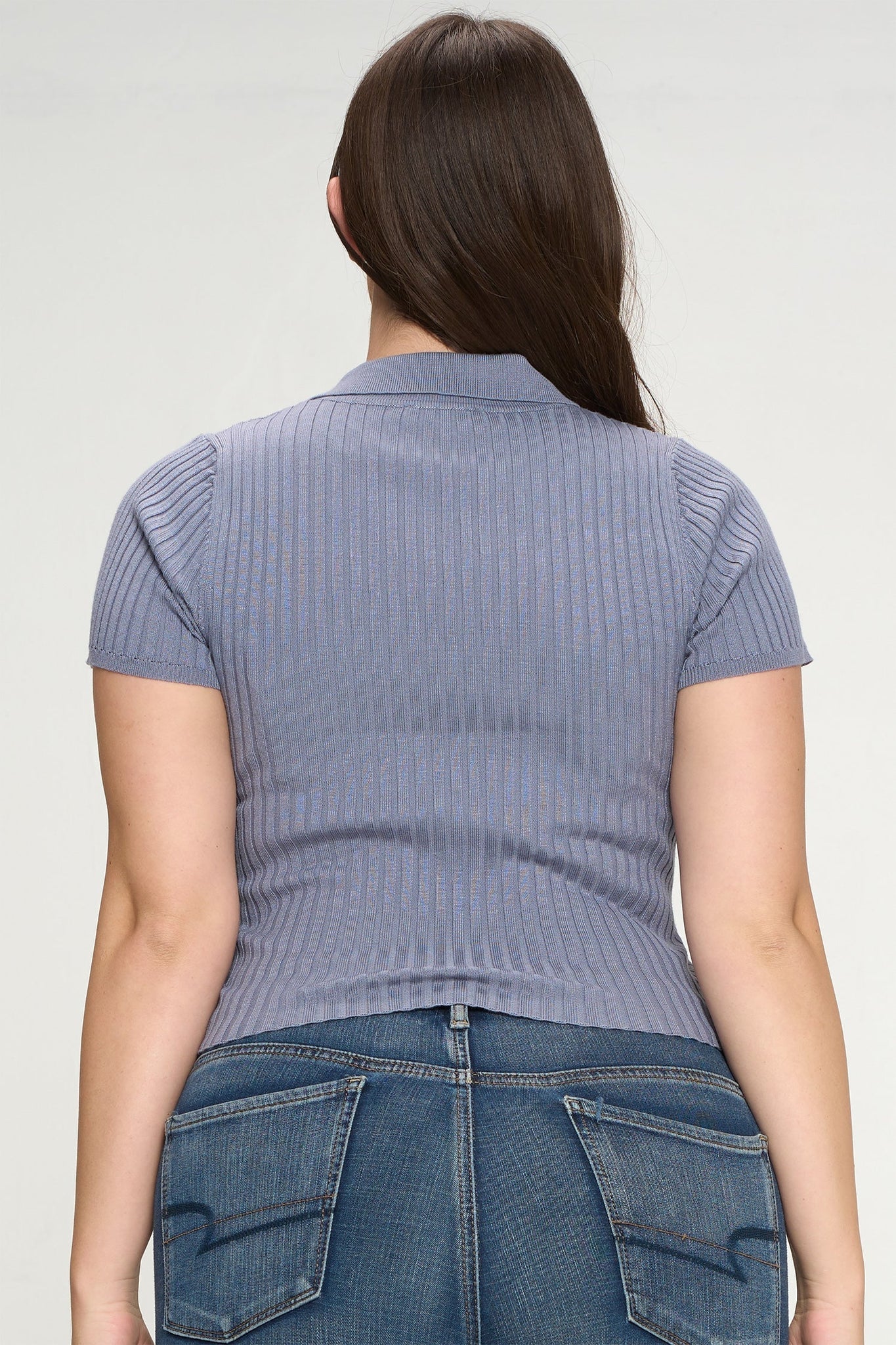 Short Sleeve Ribbed Top Bella Moda Latina