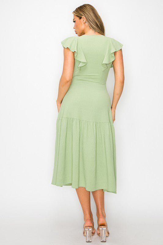 Long Dress With Short Ruffle Sleeves Bella Moda Latina