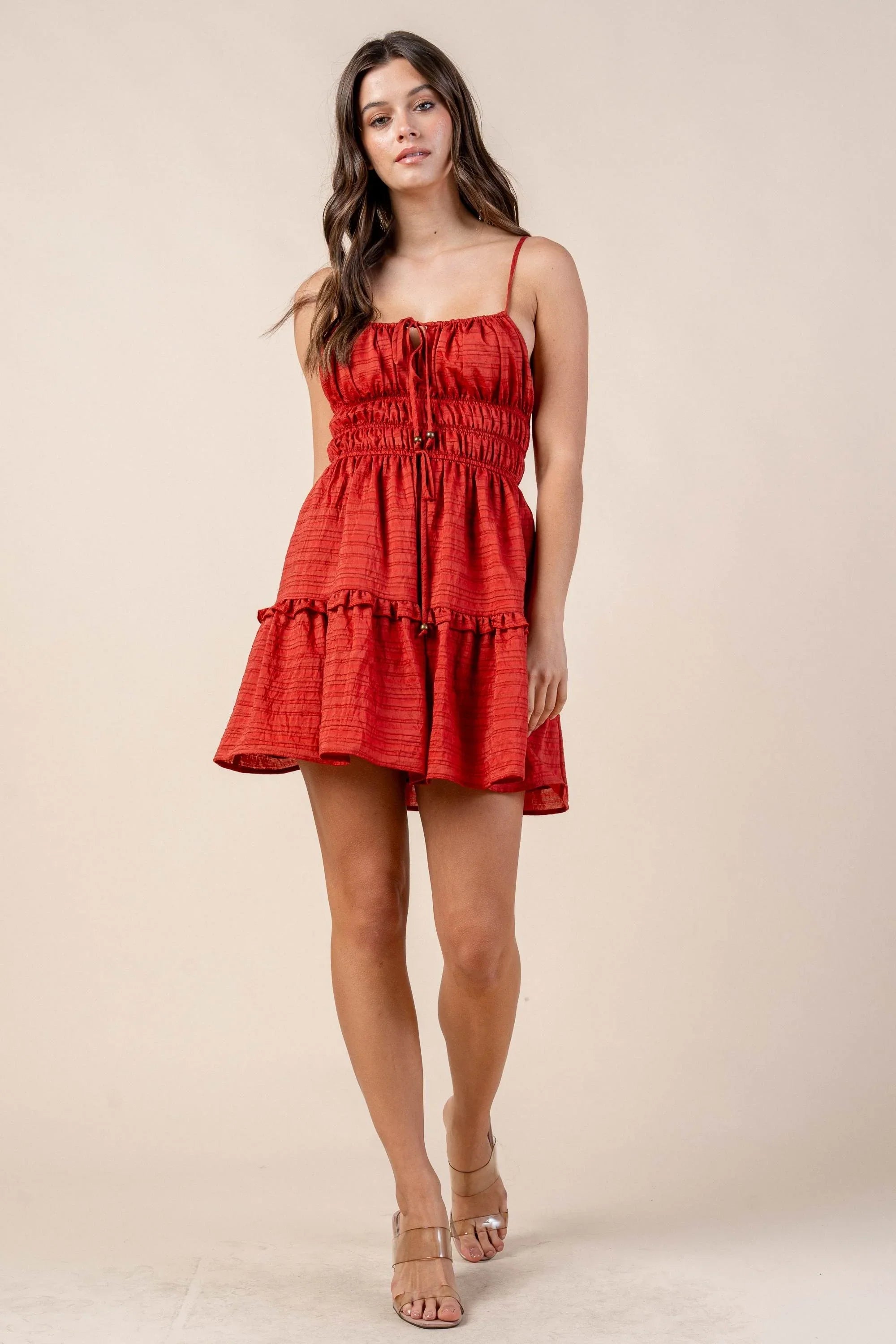 JACQUARD NYLON RAYON MINI DRESS Bella Moda Latina