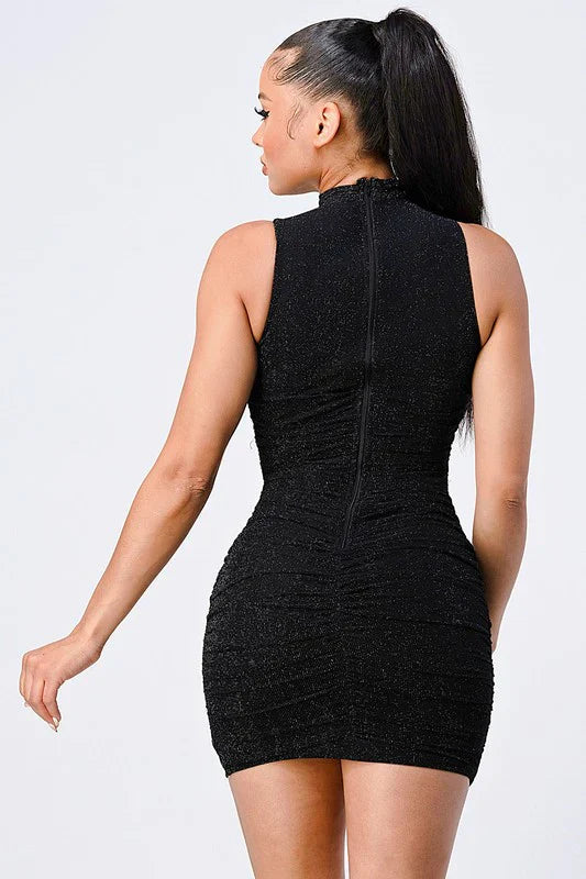 CROSS HALTER BODYCON MINI DRESS Bella Moda Latina