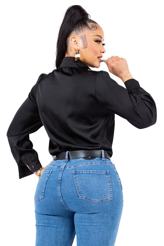 Diamond Collared Button Down Shirt Bella Moda Latina