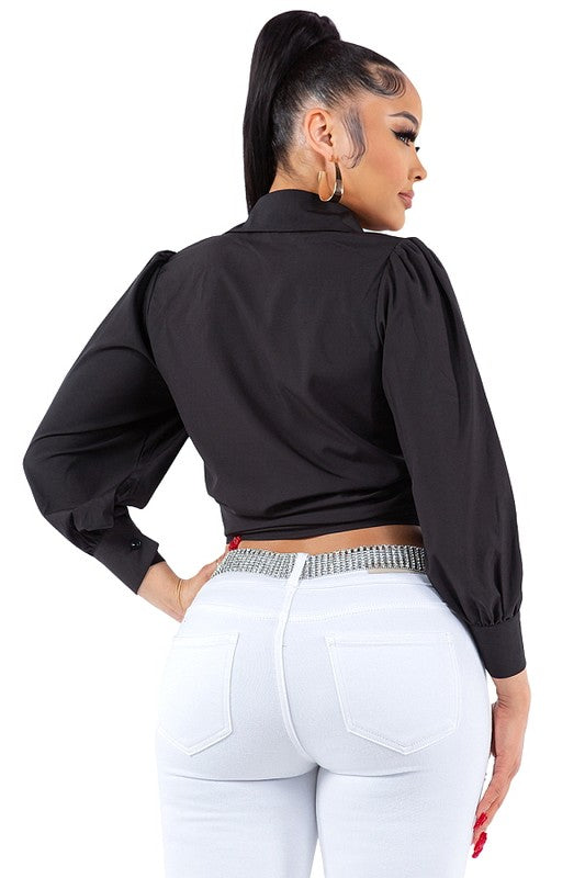 Pearl Collared Button Down Shirt Bella Moda Latina
