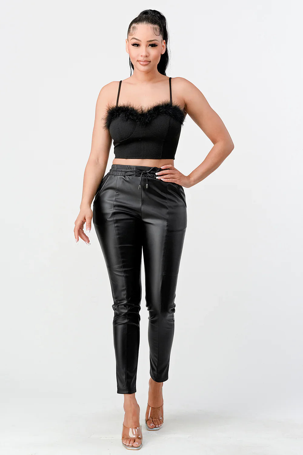 LUX FUR CREPE CROP TOP Bella Moda Latina