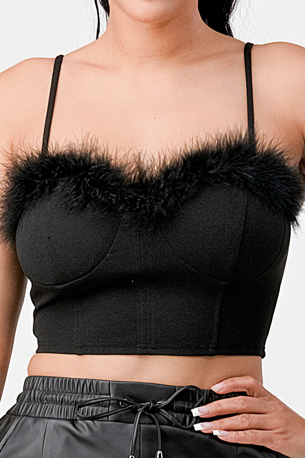 LUX FUR CREPE CROP TOP Bella Moda Latina