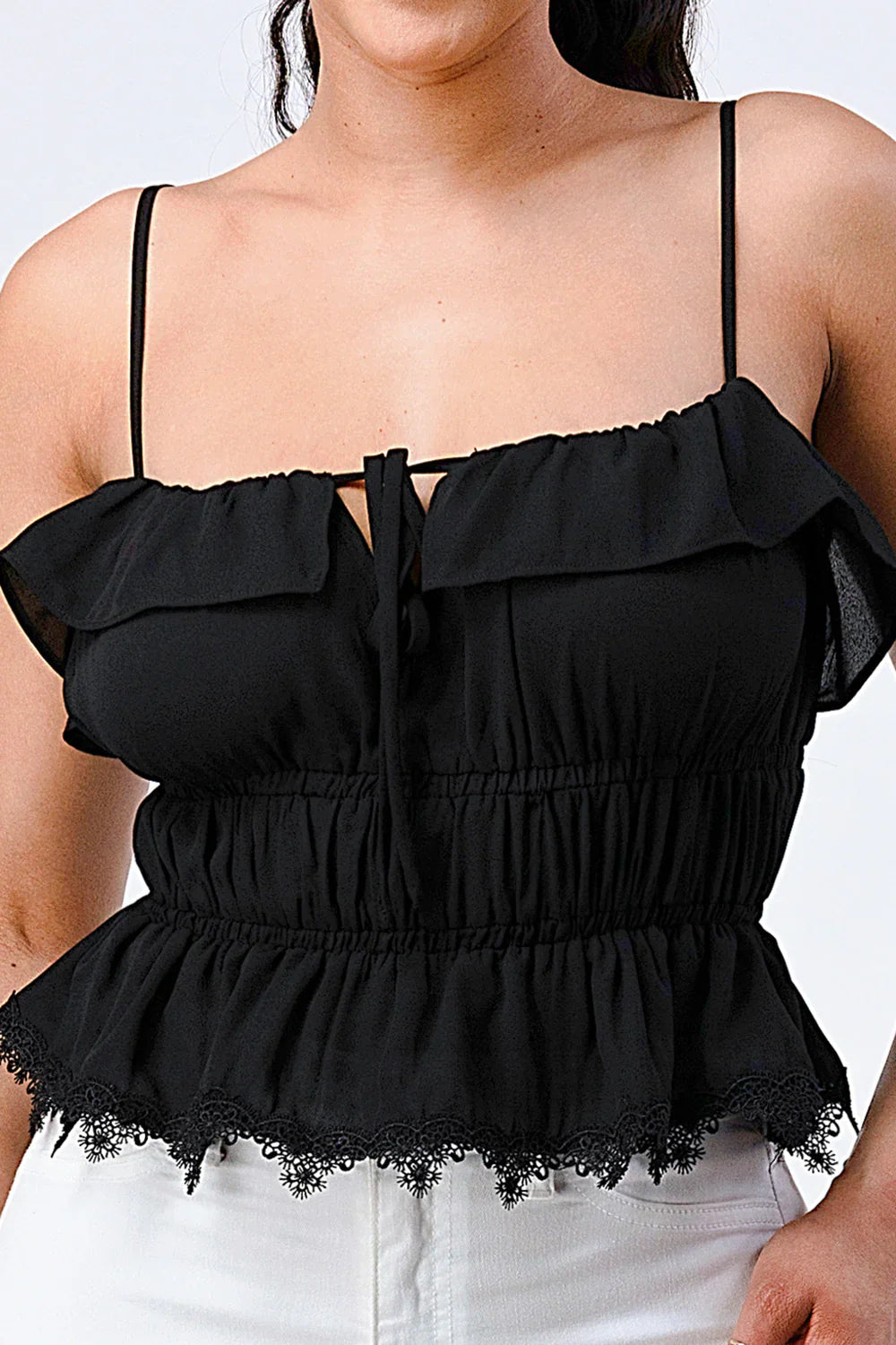 SMOCKED RUFFLED SWEETHEART TOP Bella Moda Latina