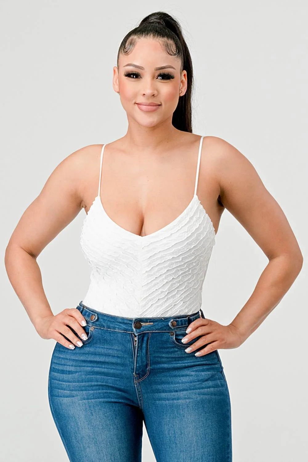 SEXY MESH CHEVRON PATTERN BODYSUIT Bella Moda Latina