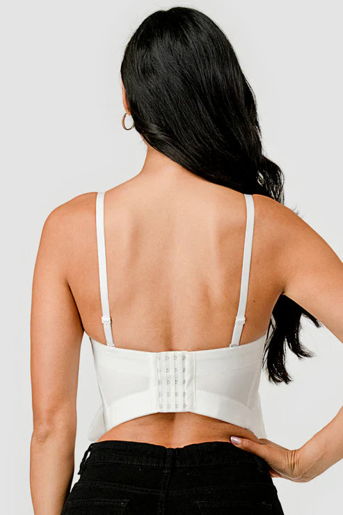 BUTTERFLY BOW FLORAL TRIM KNOT BUSTIER CROP TOP Bella Moda Latina