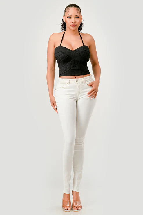 ZIG ZAG BANDAGE CROP TUBE TOP Bella Moda Latina