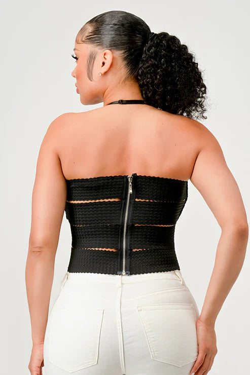 ZIG ZAG BANDAGE CROP TUBE TOP Bella Moda Latina