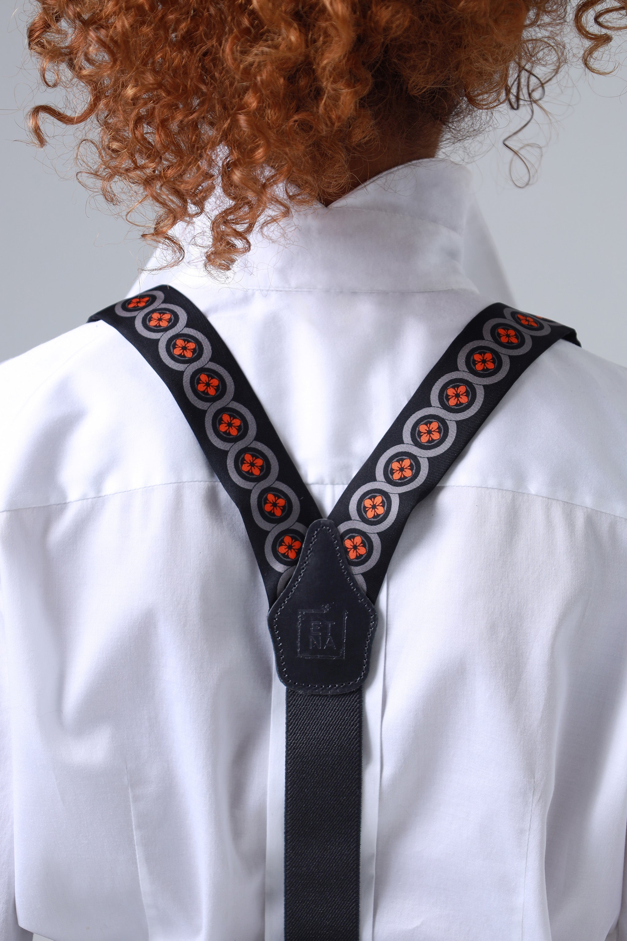 Sicily Lava Orange Floral Etna Patterned Silk Suspenders ETNA