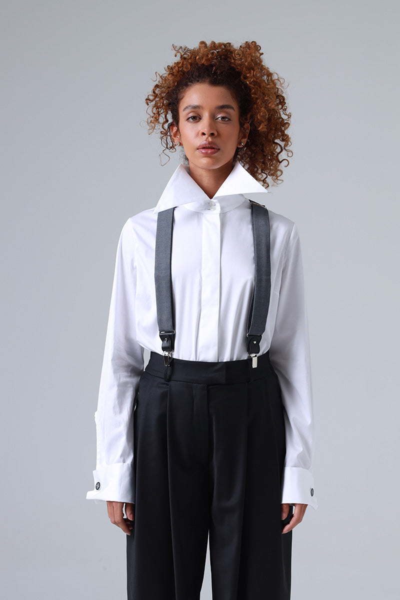 Sophia Grey Ultra-Fine Virgin Wool Suspenders ETNA