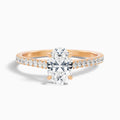 Diana 4.5 Carat Oval Side Stone Pave Moissanite Diamond Ring in 18k Rose Gold