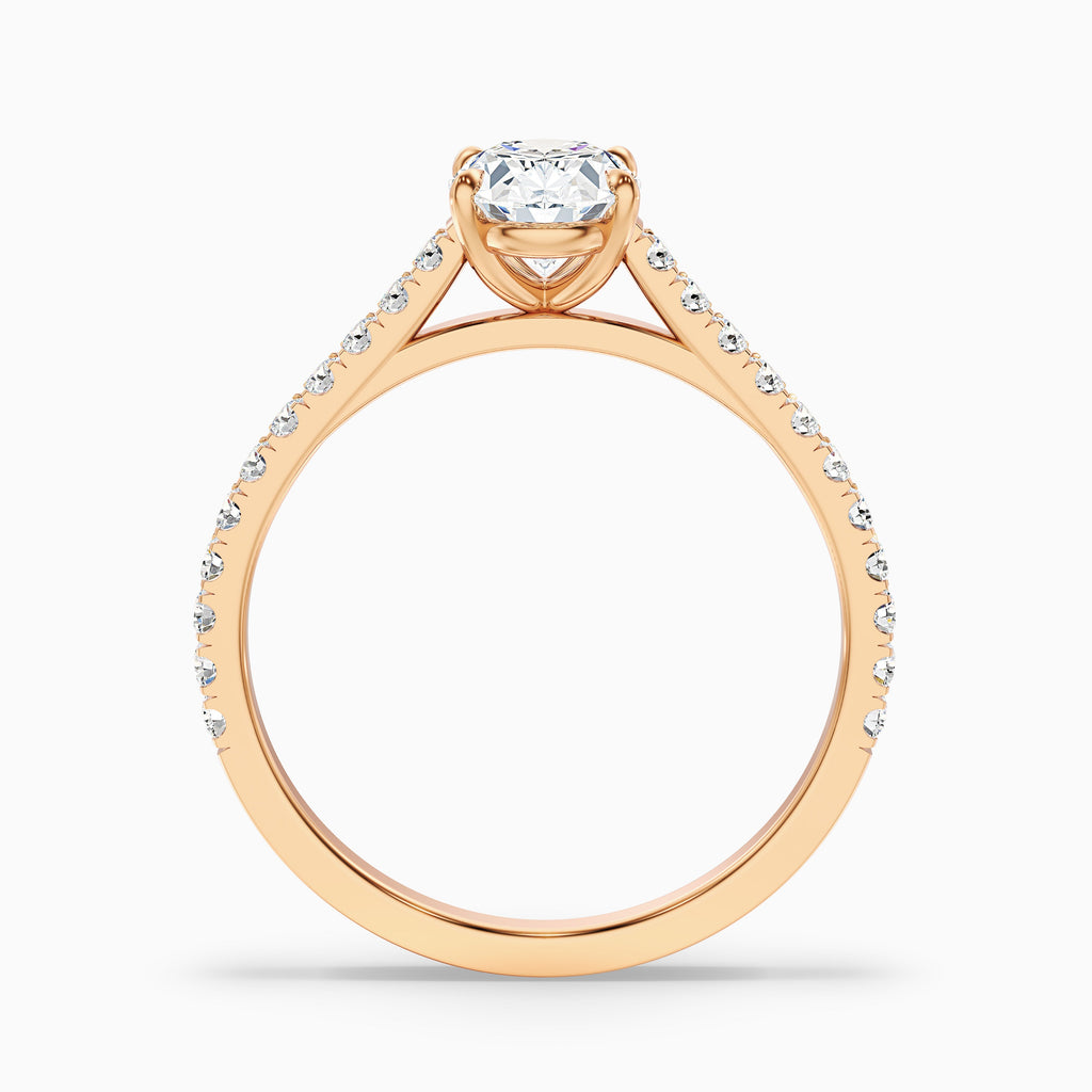 Diana 4.5 Carat Oval Side Stone Pave Moissanite Diamond Ring in Platinum