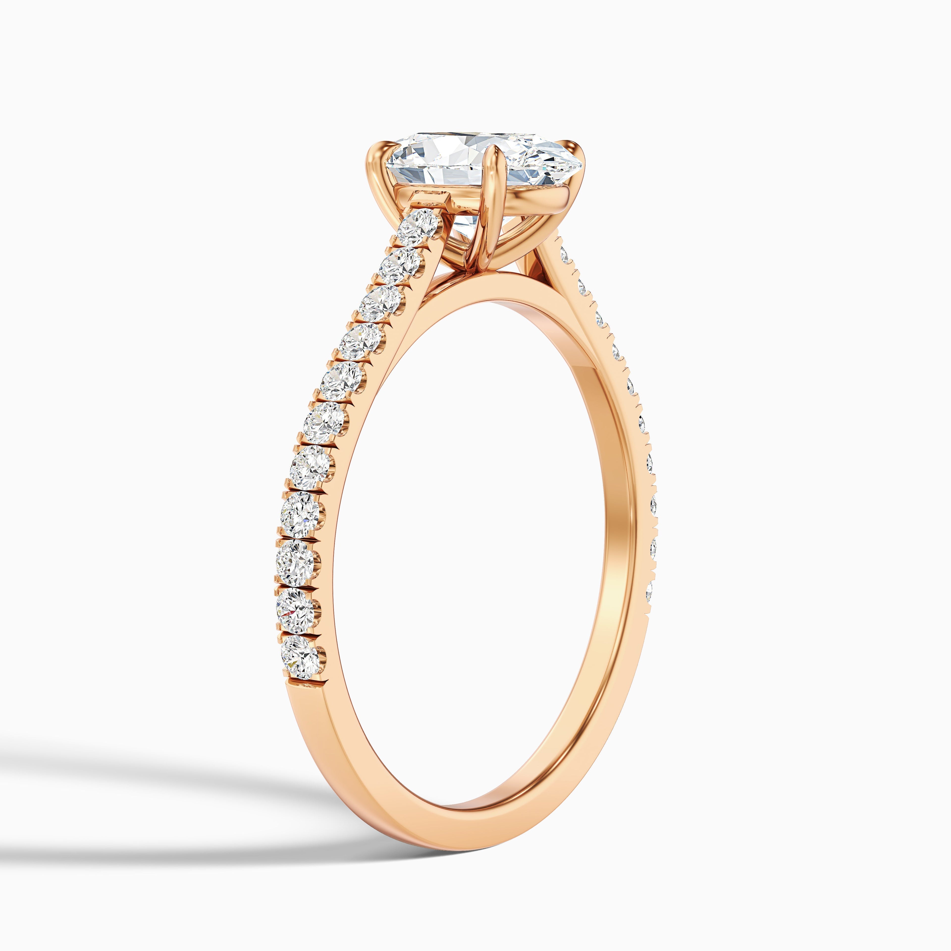 Diana 1.5 Carat Oval Side Stone Pave Moissanite Diamond Ring in Platinum