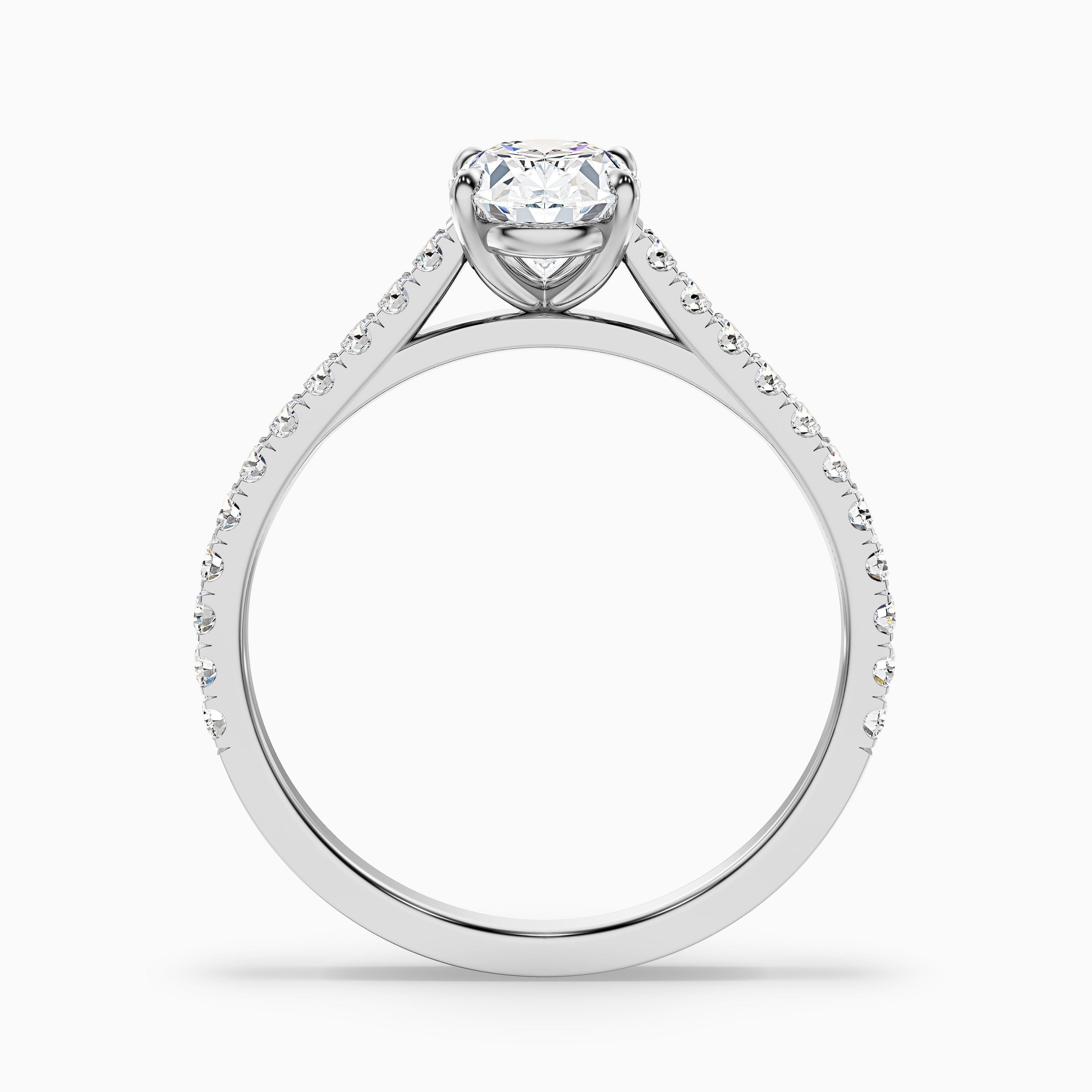 Diana 4.5 Carat Oval Side Stone Pave Moissanite Diamond Ring in 10k Yellow Gold