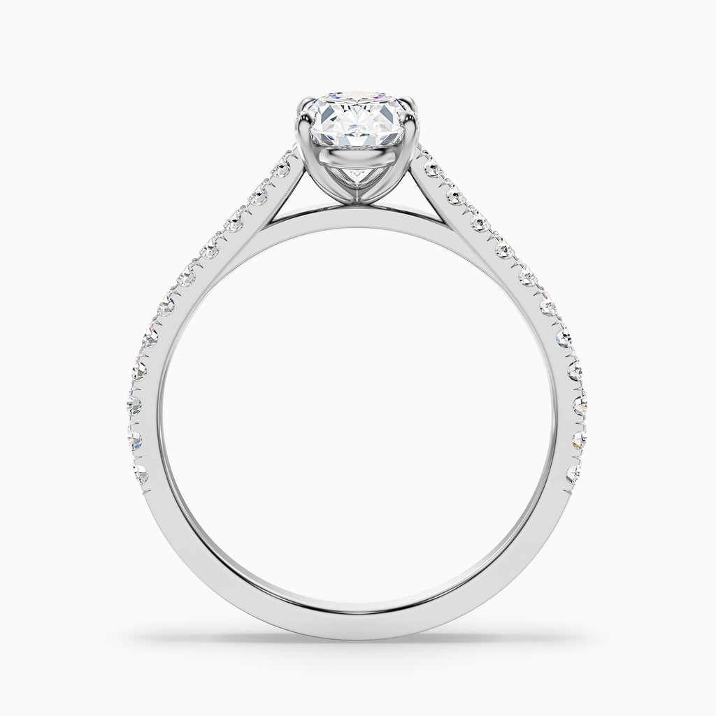 Diana 4.5 Carat Oval Side Stone Pave Moissanite Diamond Ring in 10k Rose Gold