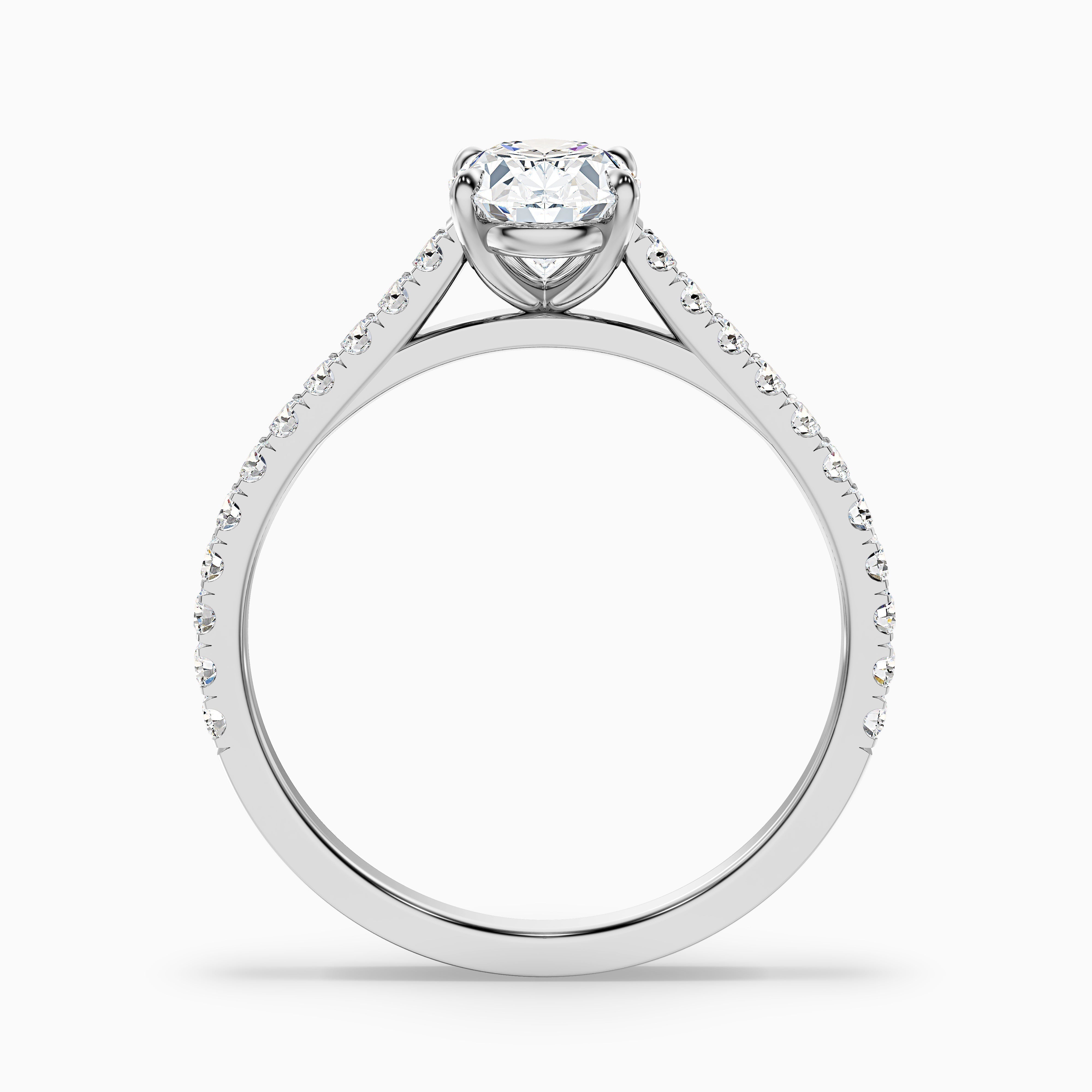 Diana 3 Carat Oval Side Stone Pave Moissanite Diamond Ring in Platinum