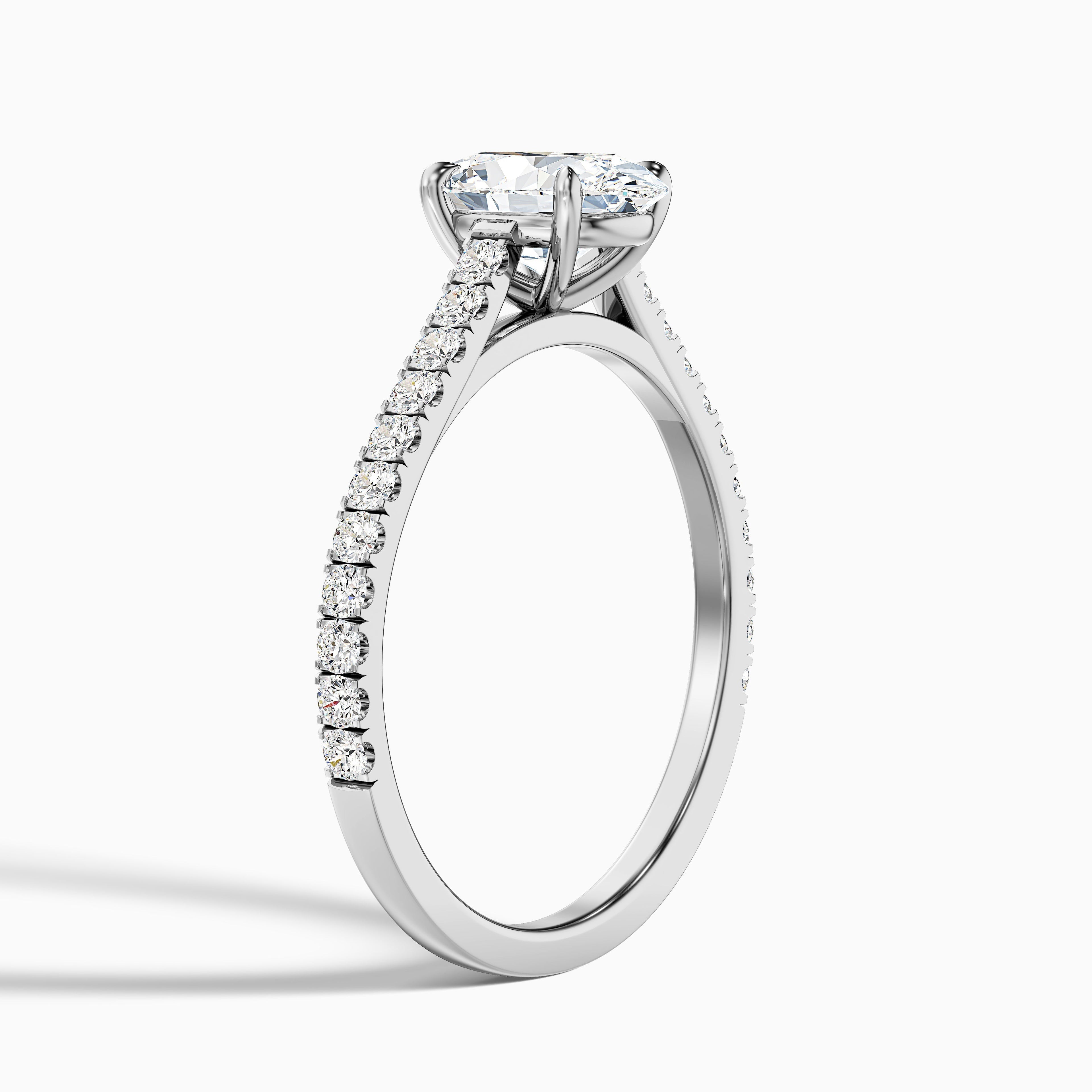 Diana 4.5 Carat Oval Side Stone Pave Moissanite Diamond Ring in 14k Rose Gold