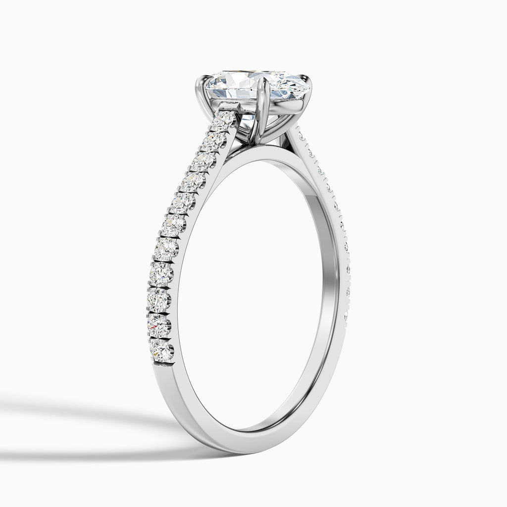 Diana 3 Carat Oval Side Stone Pave Moissanite Diamond Ring in 14k Rose Gold