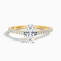Diana 4 Carat Oval Side Stone Pave Moissanite Diamond Ring in 10k Yellow Gold