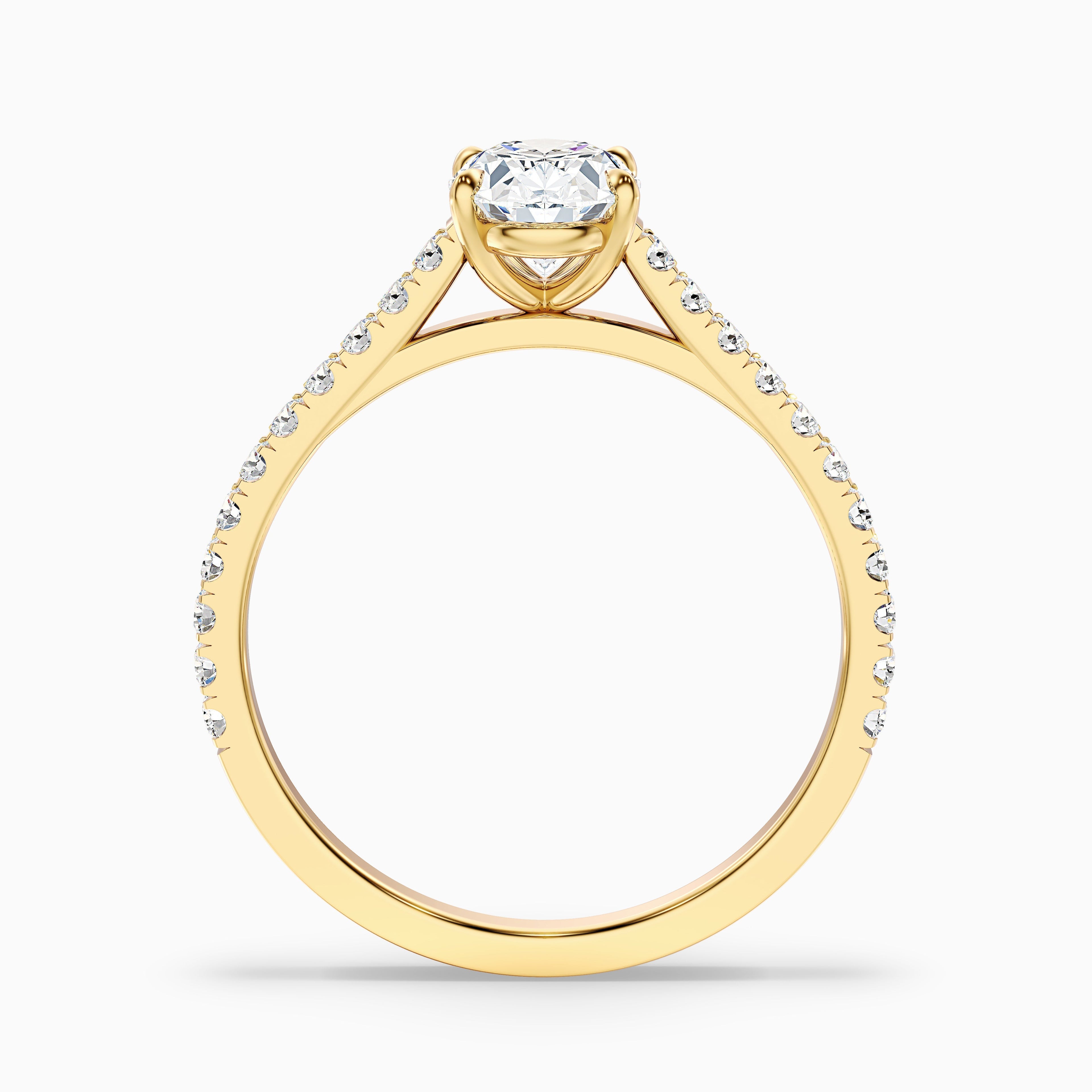 Diana 4.5 Carat Oval Side Stone Pave Moissanite Diamond Ring in 10k Yellow Gold