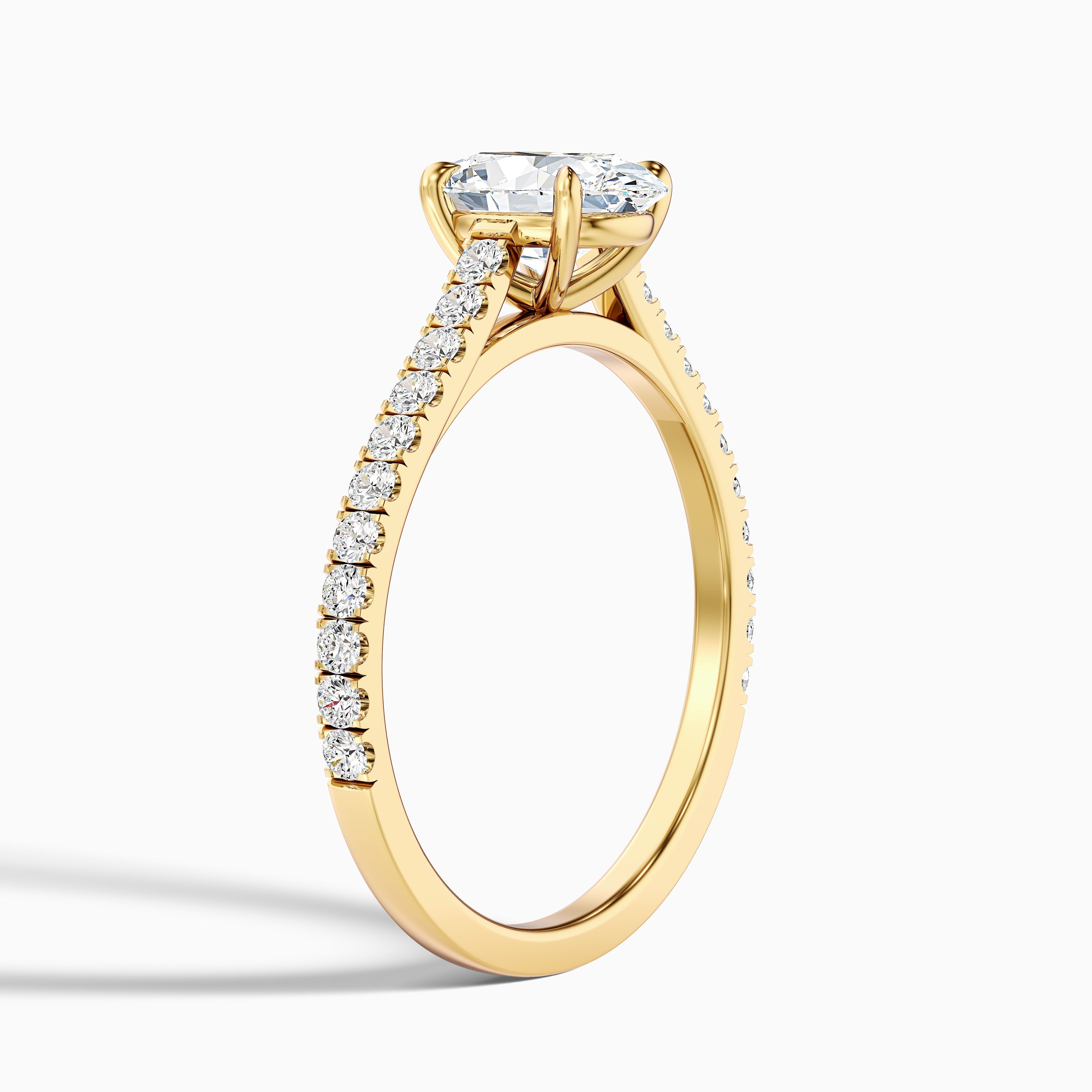 Diana 2.5 Carat Oval Side Stone Pave Moissanite Diamond Ring in Platinum