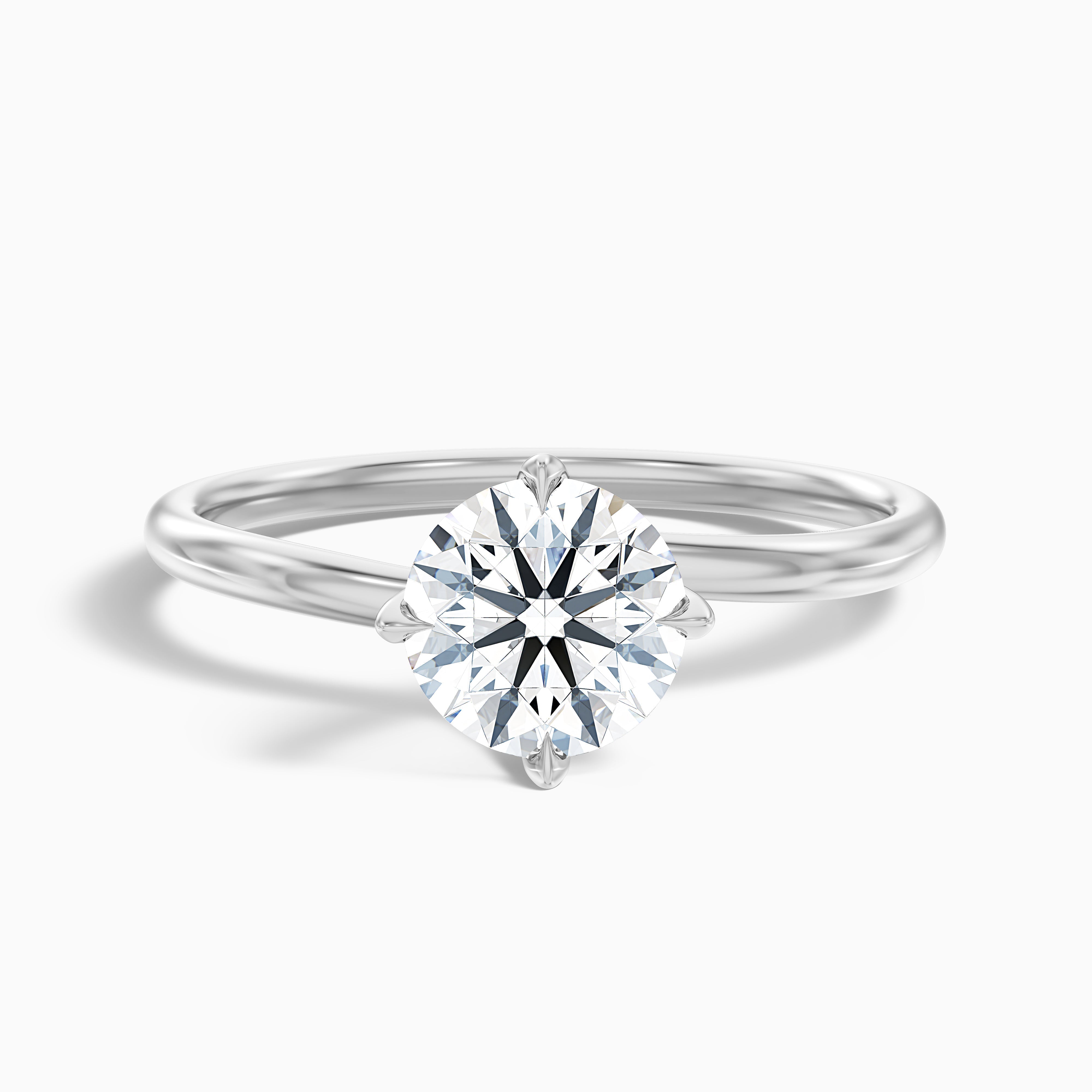 Daisy 4 Carat Round Solitaire Moissanite Diamond Ring in Platinum