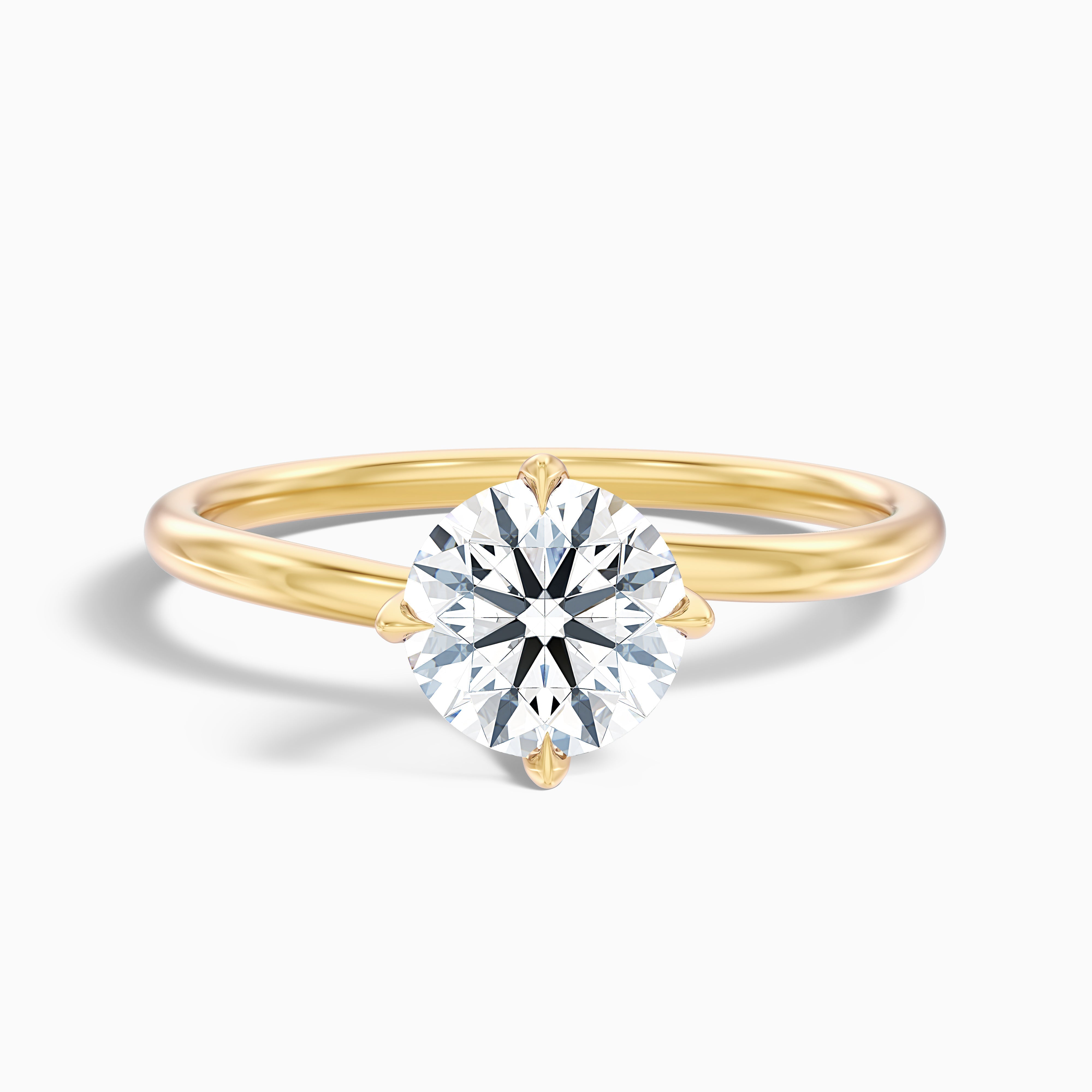 Daisy 5 Carat Round Solitaire Moissanite Diamond Ring in 18k Yellow Gold