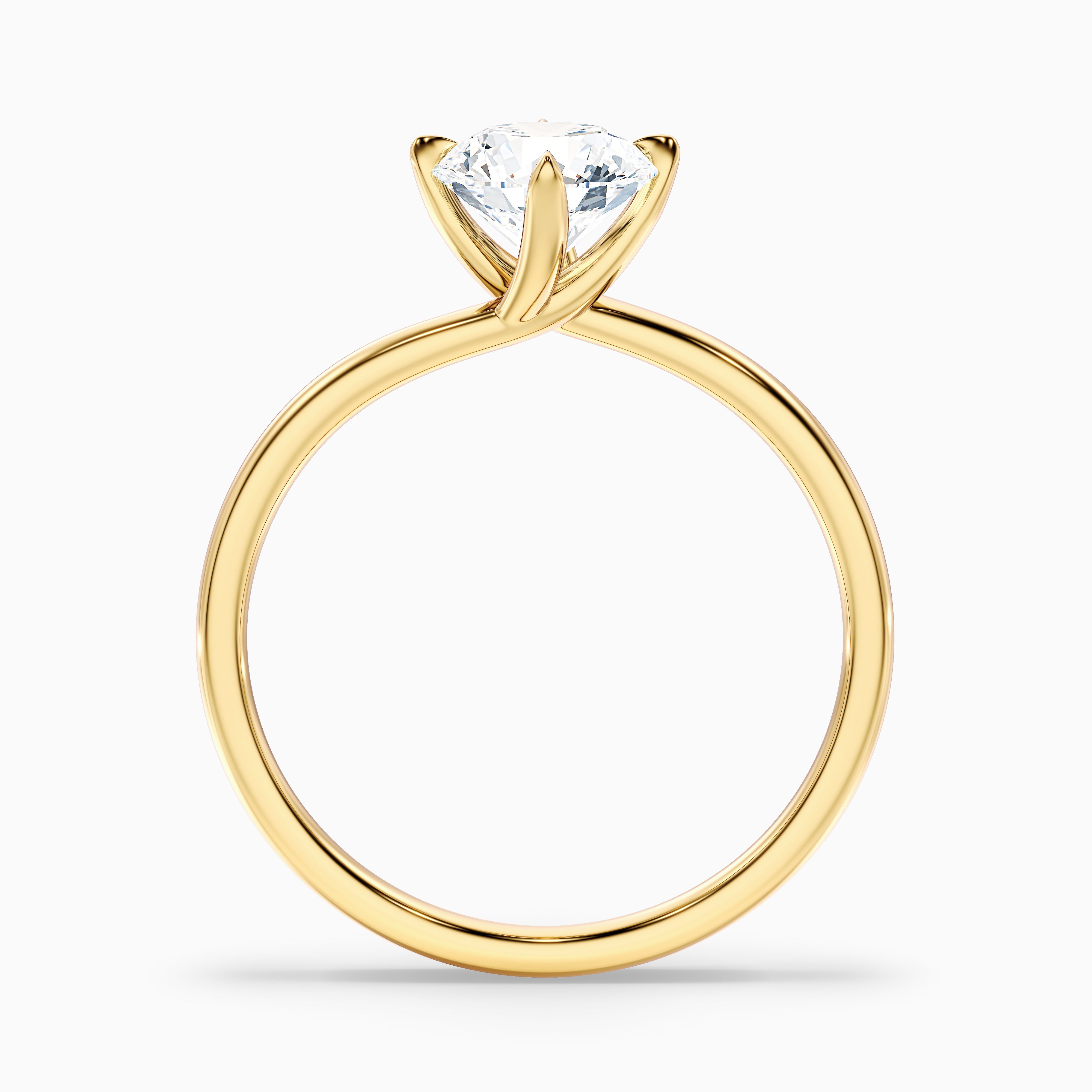 Daisy 3.5 Carat Round Solitaire Moissanite Diamond Ring in 18k Yellow Gold