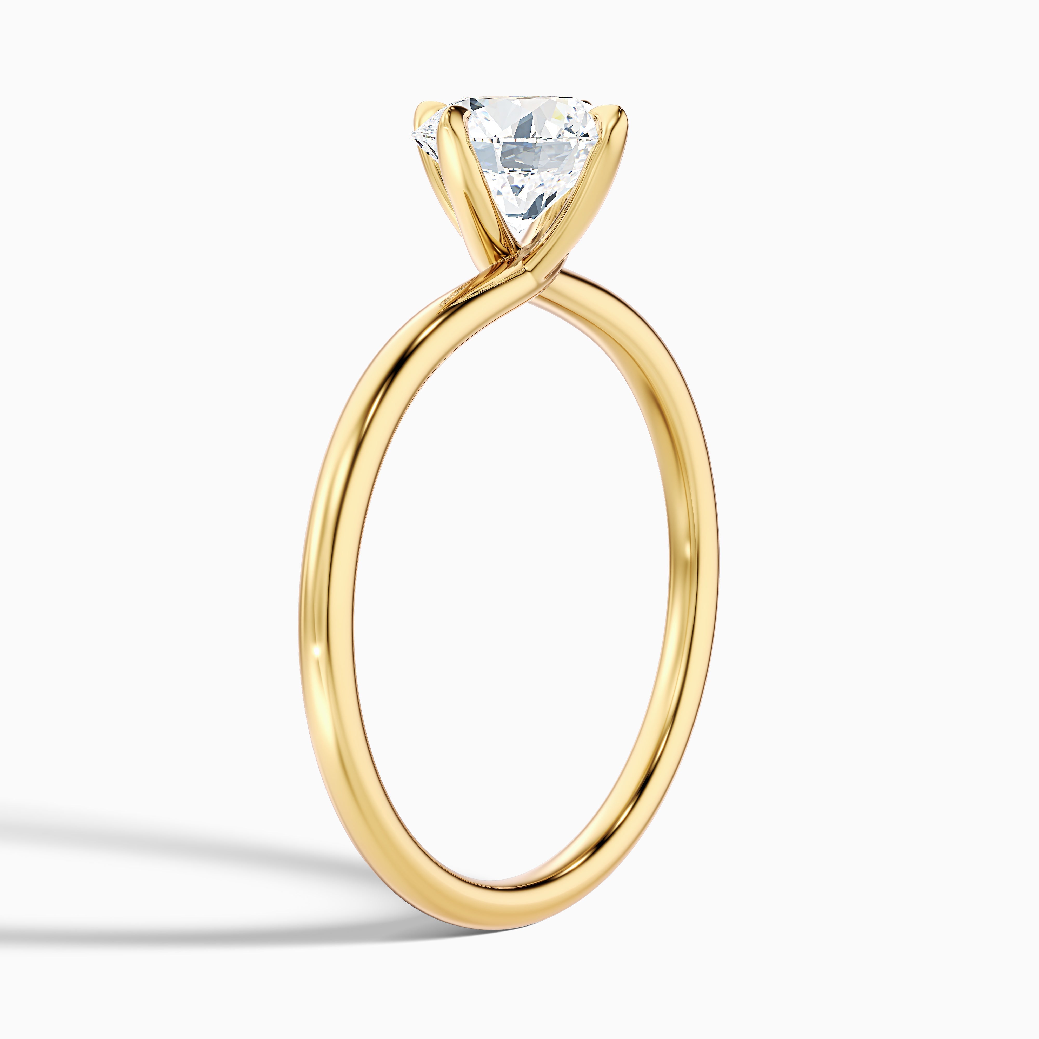 Daisy 2 Carat Round Solitaire Moissanite Diamond Ring in 18k Yellow Gold