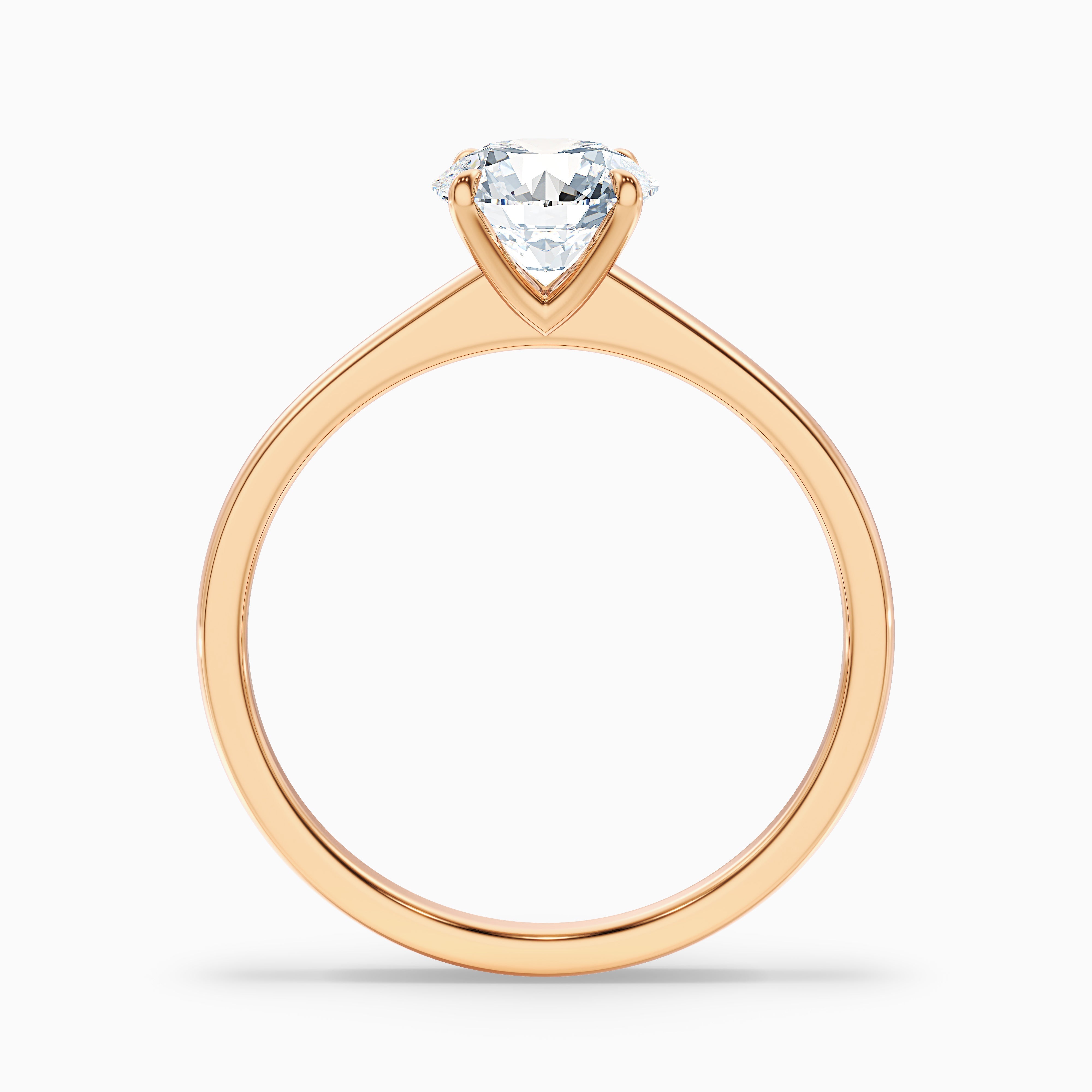 April 2 Carat Round Solitaire Moissanite Diamond Ring in 14k Rose Gold