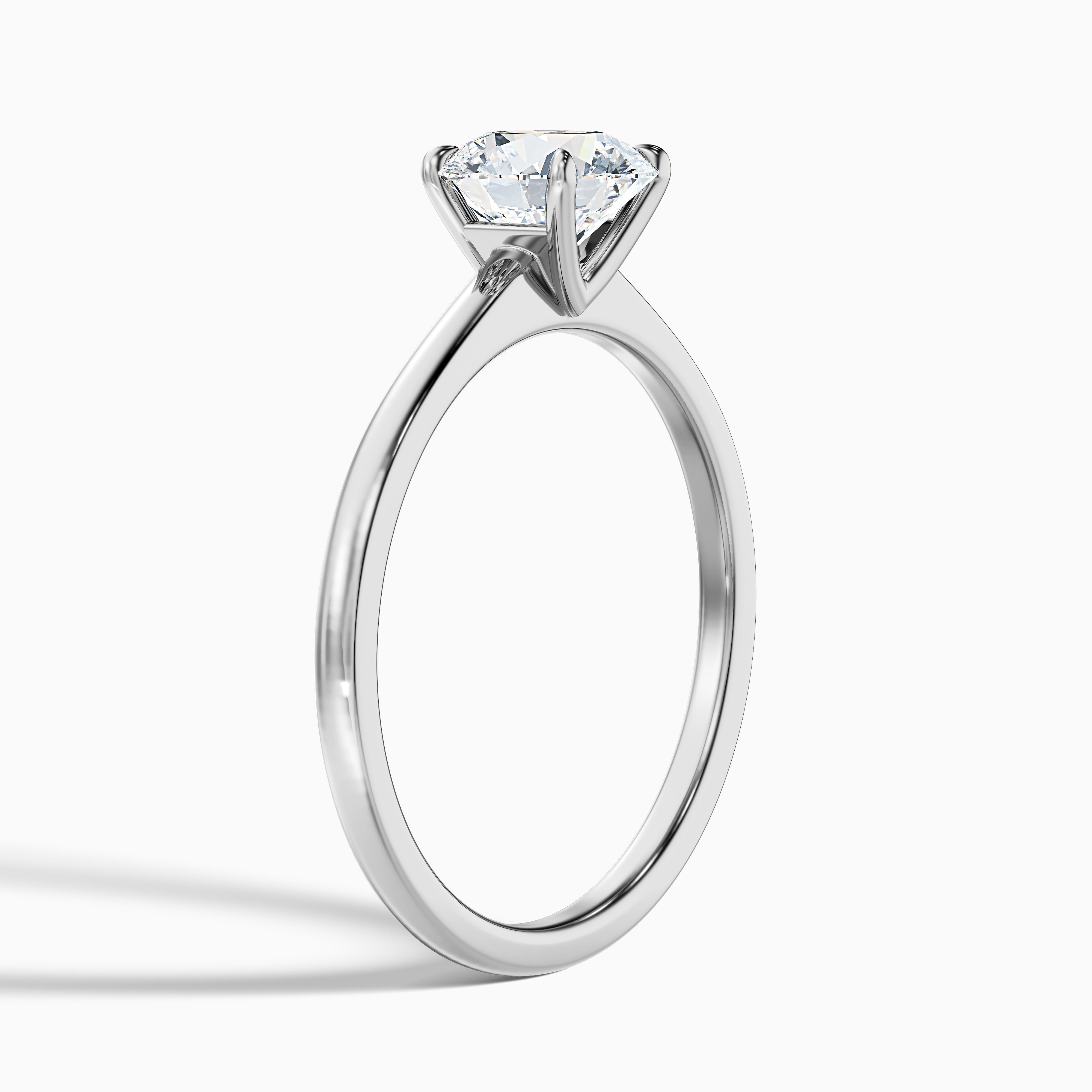 April 3.5 Carat Round Solitaire Moissanite Diamond Ring in 18k White Gold