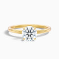 April 2 Carat Round Solitaire Moissanite Diamond Ring in 18k Yellow Gold