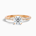 Amy 3 Carat Round Cut Side Stone Twisted Pave Moissanite Diamond Ring in 14k Rose Gold