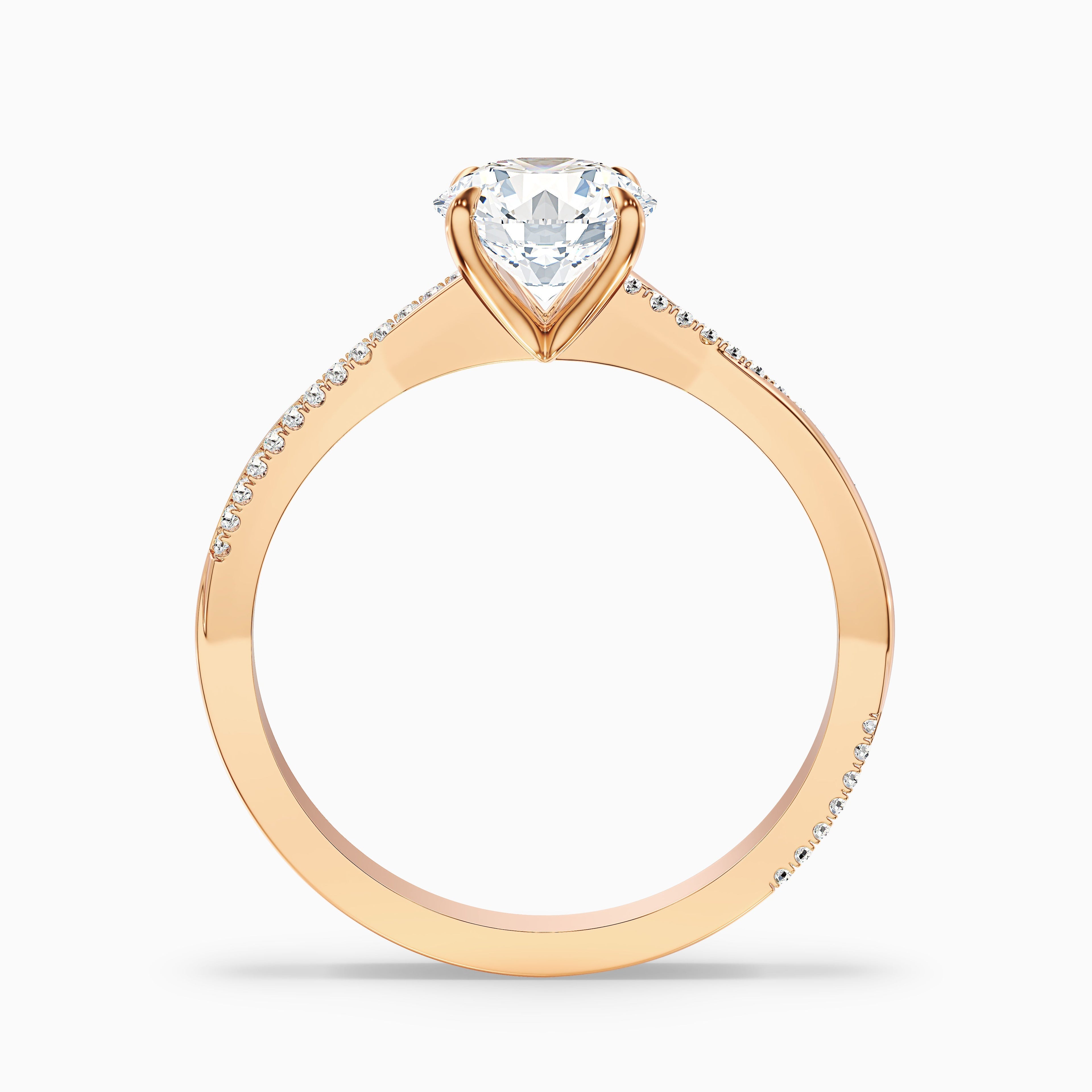 Amy 1.5 Carat Round Cut Side Stone Twisted Pave Moissanite Diamond Ring in 14k White Gold