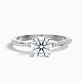 Amy 4 Carat Round Cut Side Stone Twisted Pave Moissanite Diamond Ring in 18k White Gold