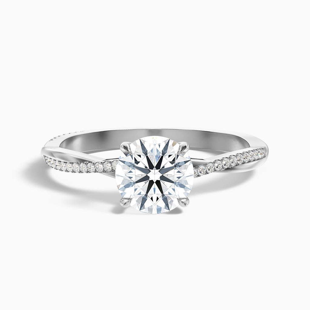 Amy 3.5 Carat Round Cut Side Stone Twisted Pave Moissanite Diamond Ring in 10k Rose Gold