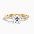 Amy 3.5 Carat Round Cut Side Stone Twisted Pave Moissanite Diamond Ring in 14k Yellow Gold