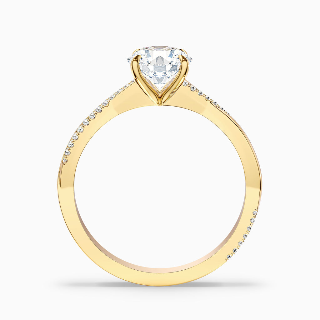 Amy 4 Carat Round Cut Side Stone Twisted Pave Moissanite Diamond Ring in 10k White Gold