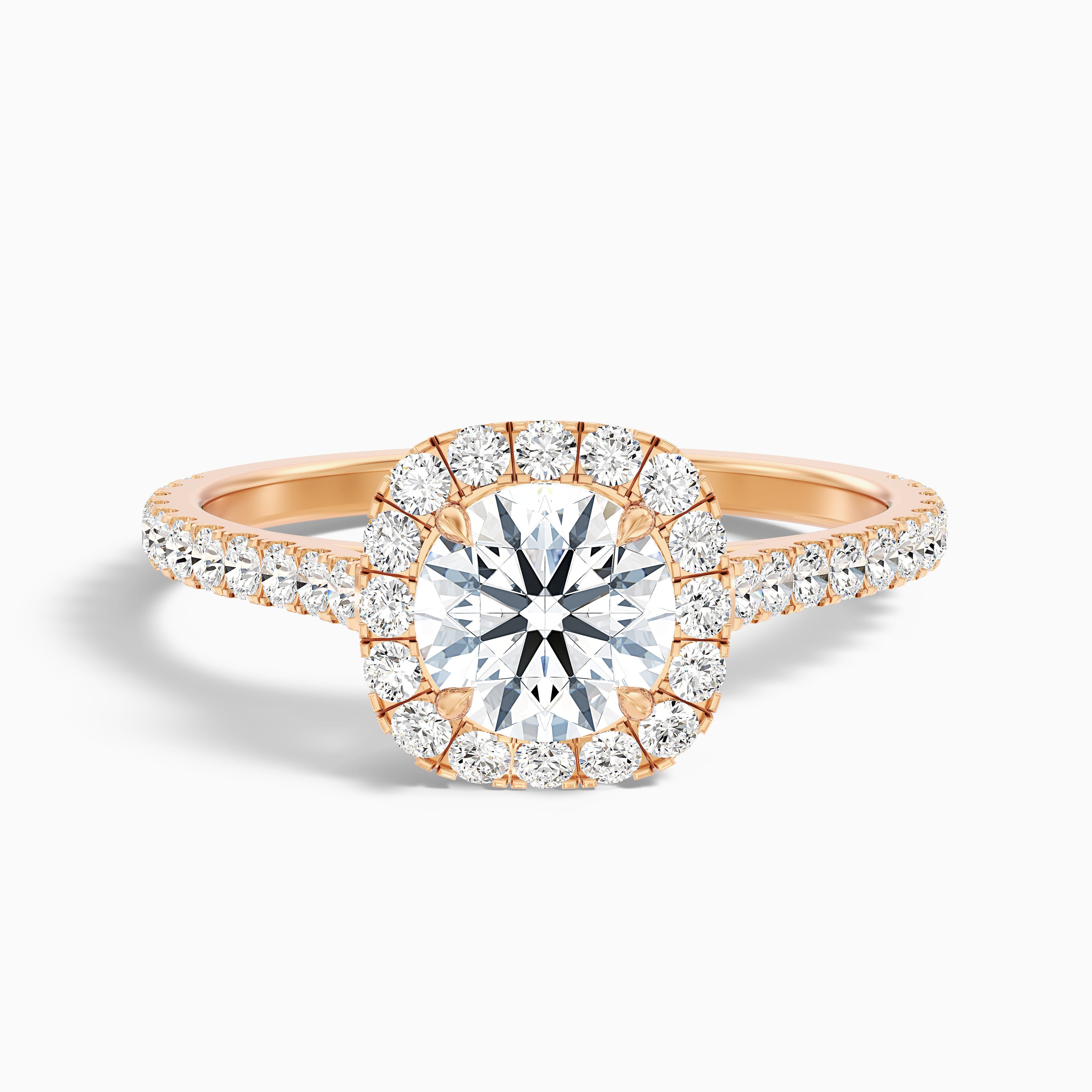 Anika 2 Carat Round Halo Pave Moissanite Diamond Ring in Platinum