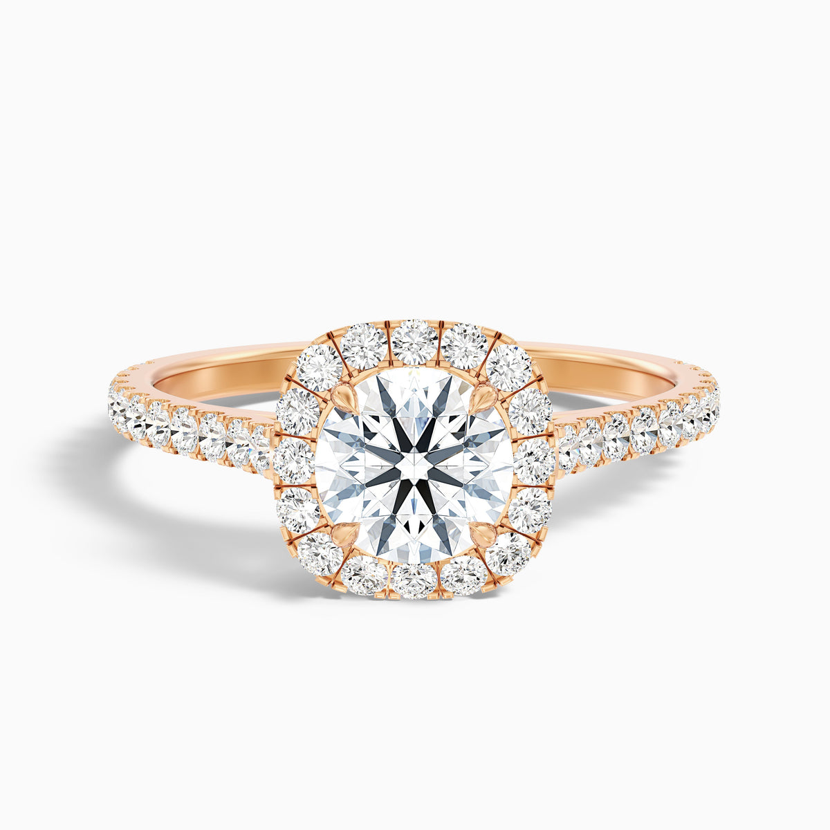 Anika 4 Carat Round Halo Pave Moissanite Diamond Ring in 14k White Gold
