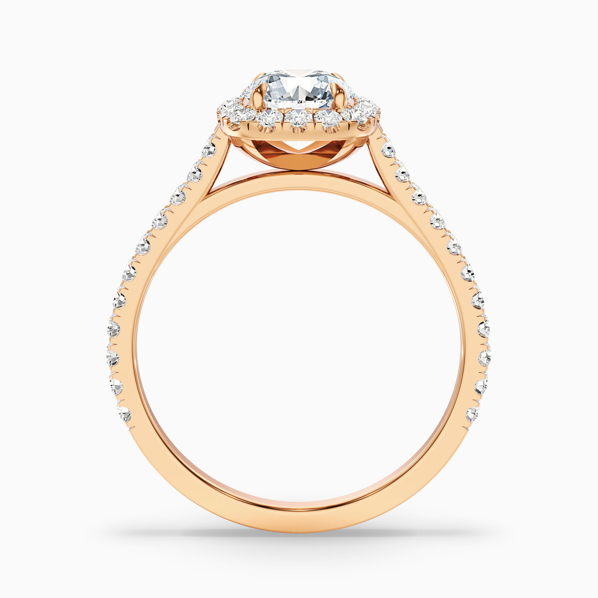 Anika 4 Carat Round Halo Pave Moissanite Diamond Ring in 14k White Gold
