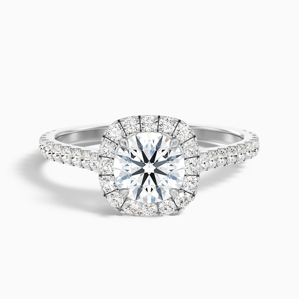 Anika 3.5 Carat Round Halo Pave Moissanite Diamond Ring in 10k White Gold