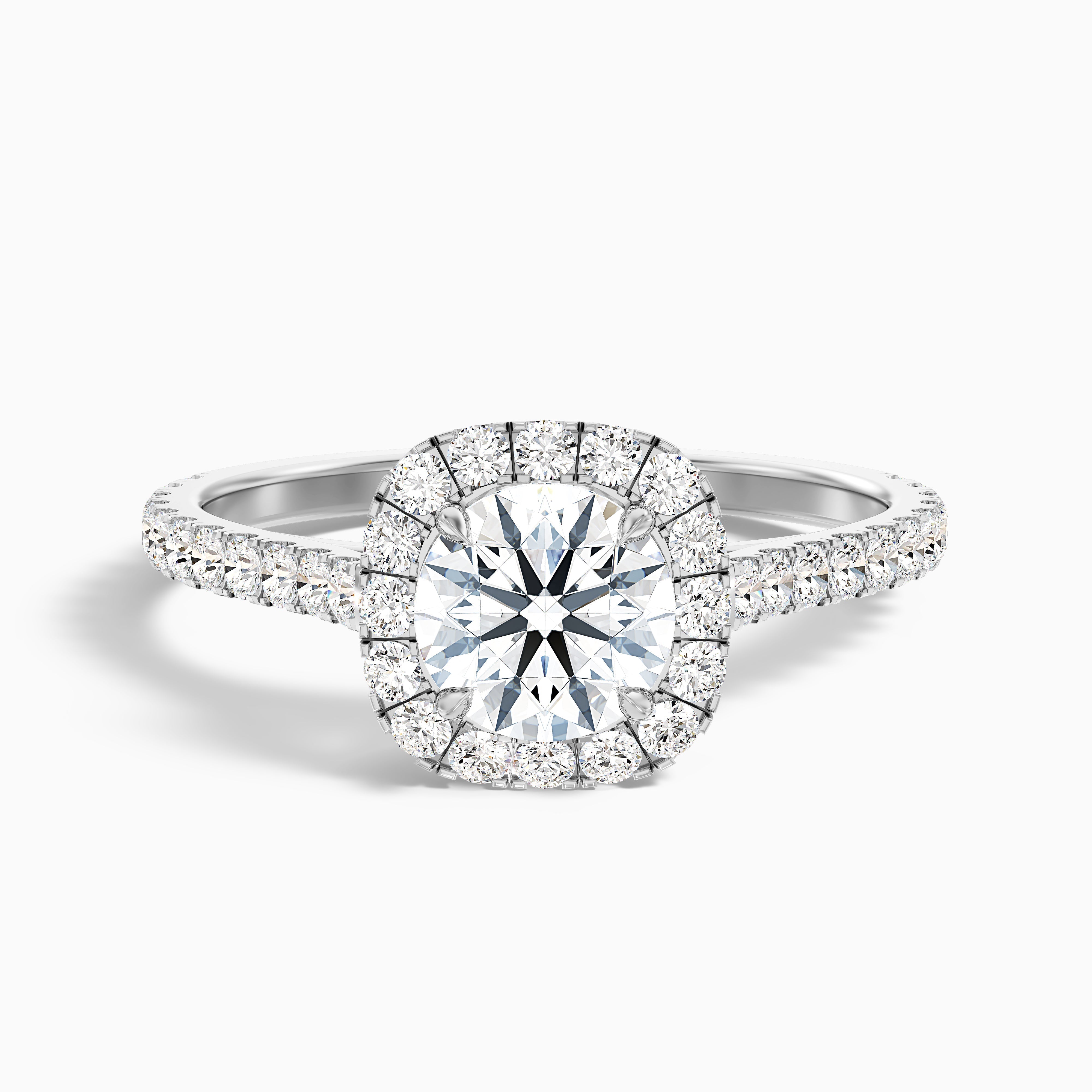 Anika 4.5 Carat Round Halo Pave Moissanite Diamond Ring in 18k White Gold