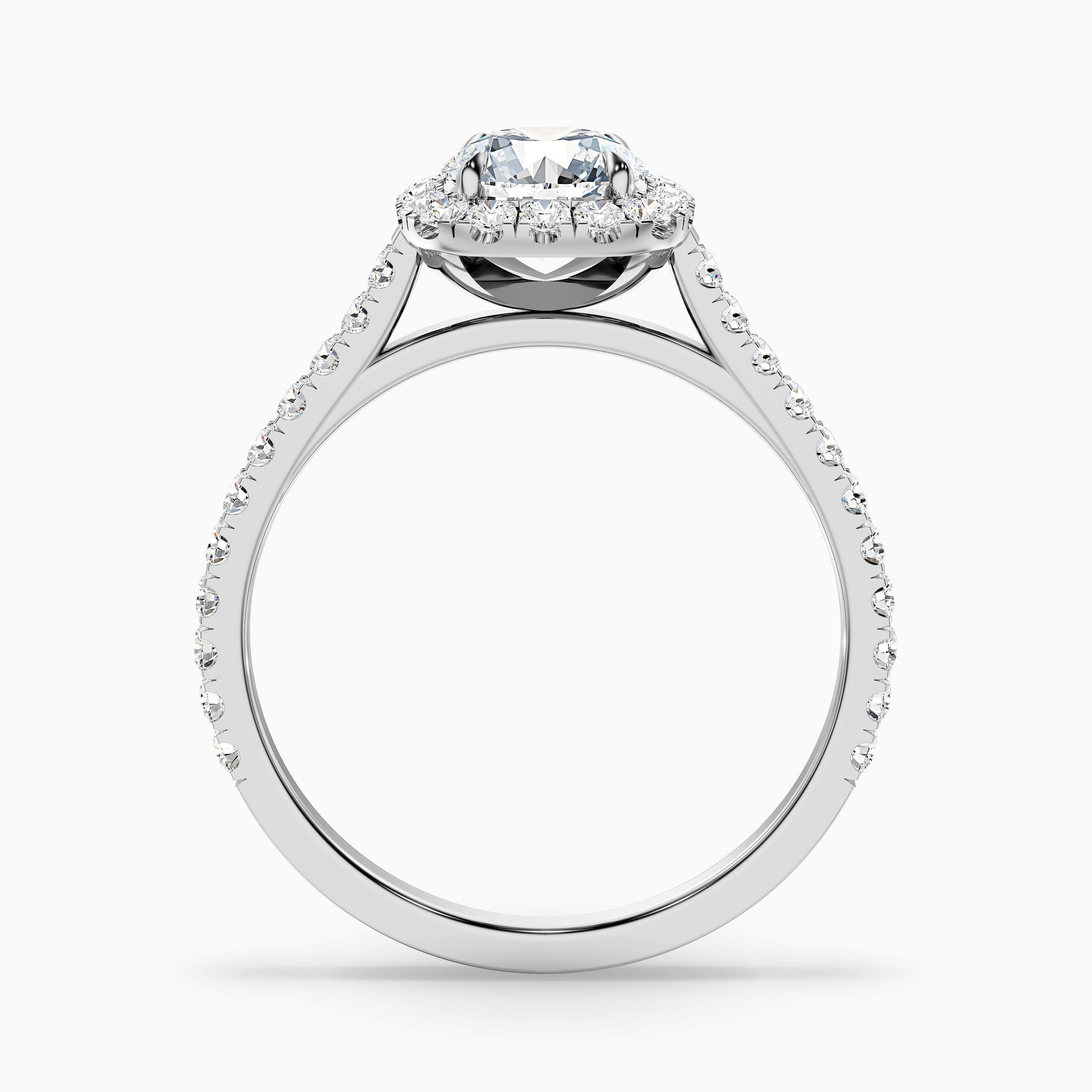 Anika 3 Carat Round Halo Pave Moissanite Diamond Ring in Platinum