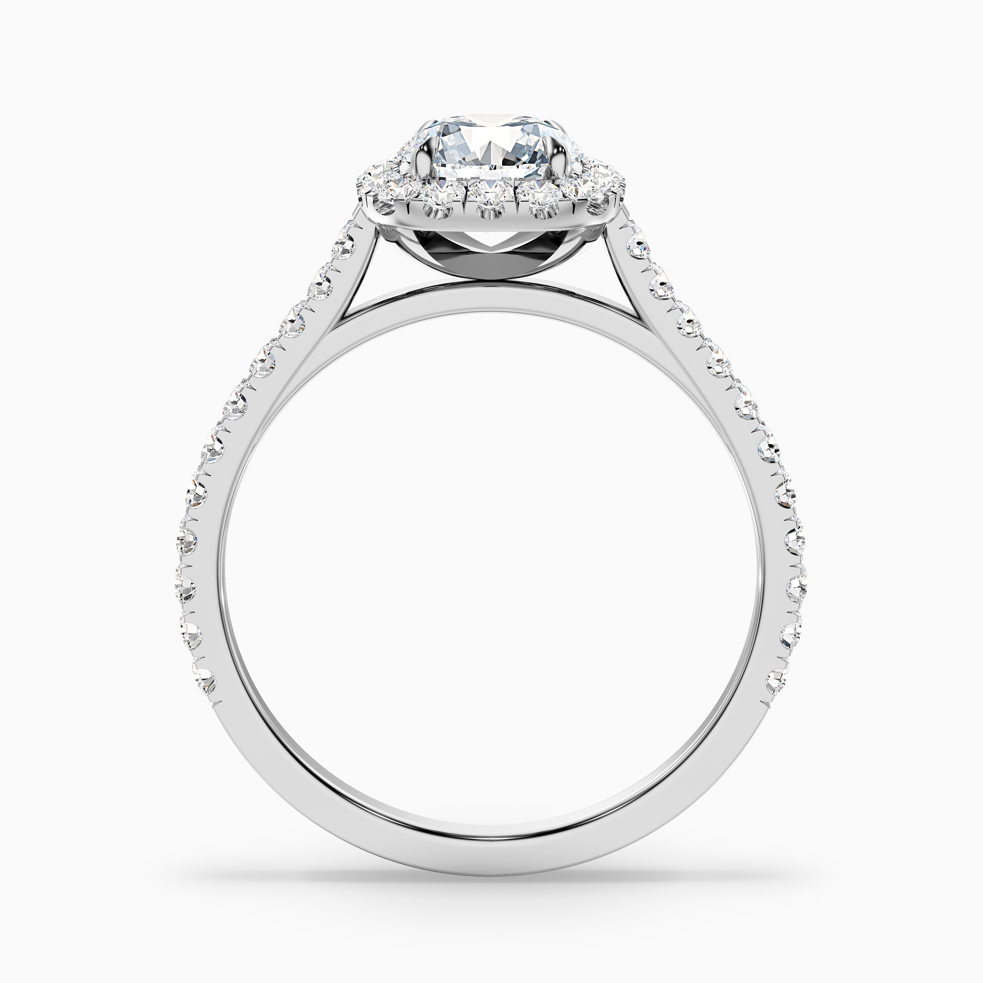 Anika 3 Carat Round Halo Pave Moissanite Diamond Ring in Platinum