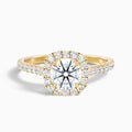 Anika 4.5 Carat Round Halo Pave Moissanite Diamond Ring in 14k Yellow Gold